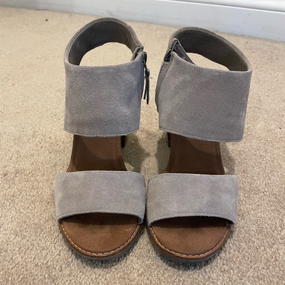 Toms Gray Sandals with Suede Straps